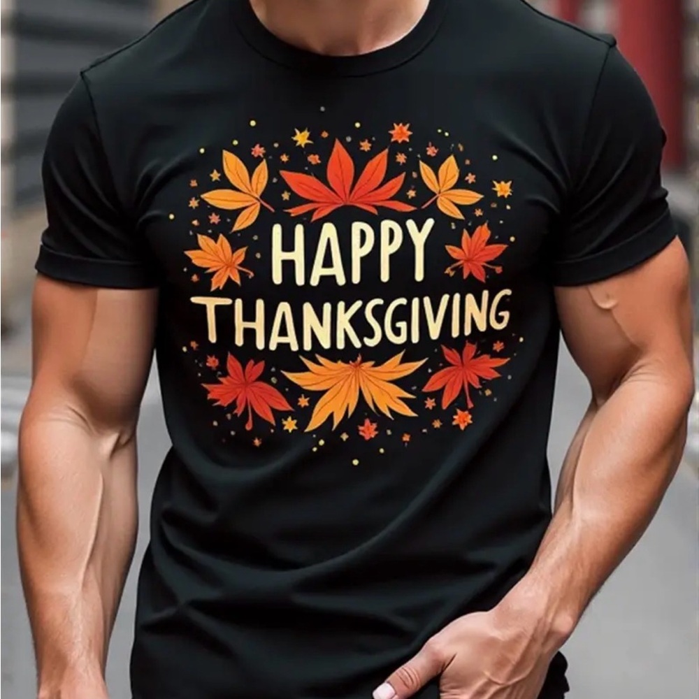 NEW Black Thanksgiving Graphic T-Shirt